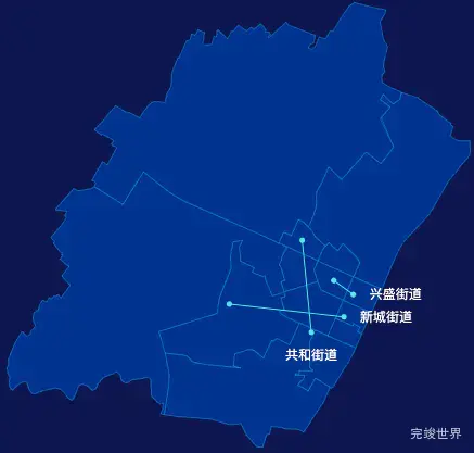 echarts鞍山市铁西区geoJson地图自定义引导线